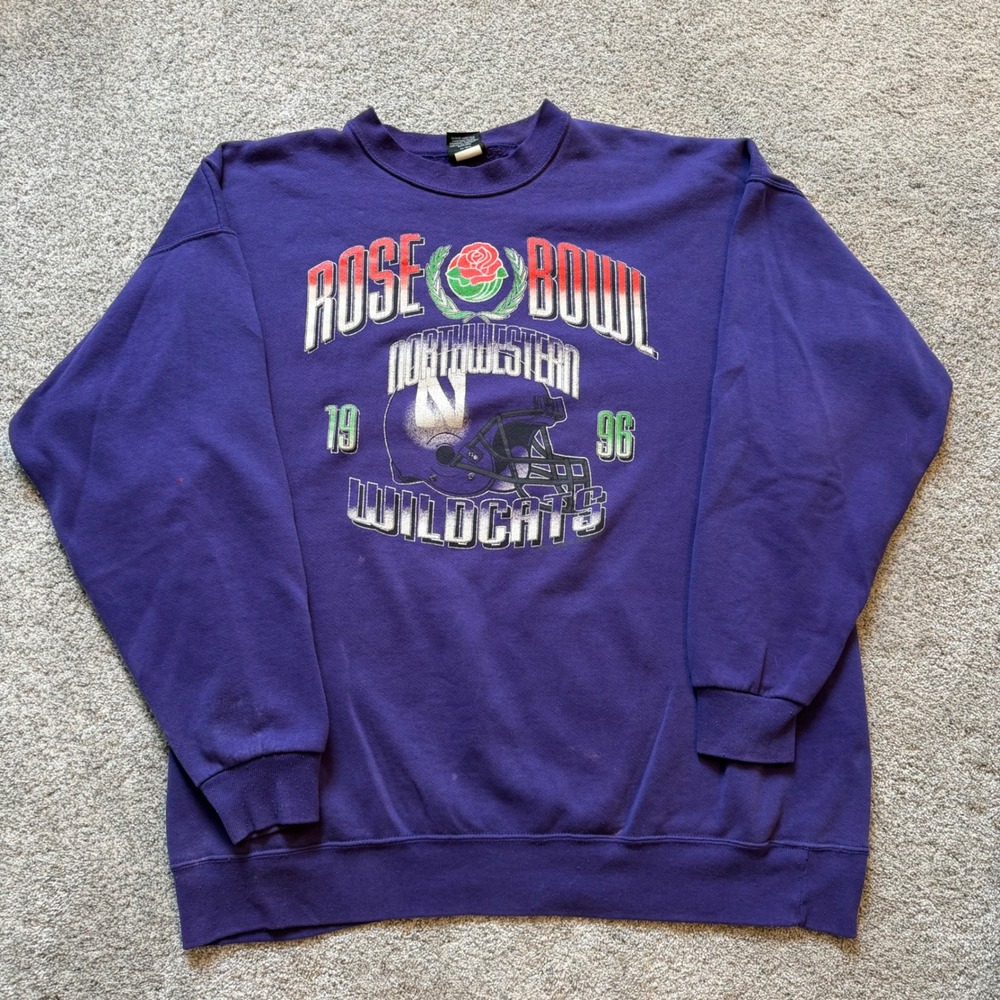 Vintage 1996 Rose Bowl Northwestern Wildcats Purple Sweatshirt XXXL USA Made